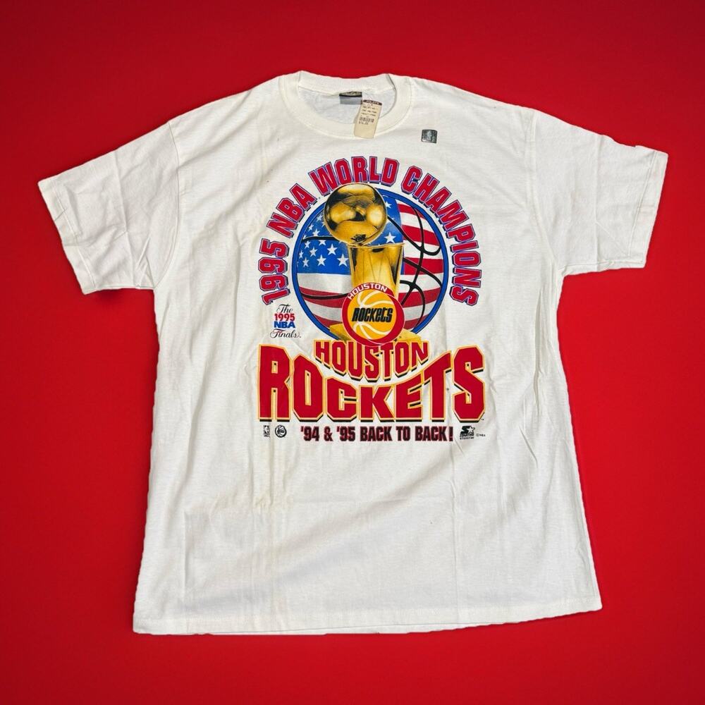 Vintage Houston Rockets 1995 NBA Champs T Shirt XL NWT Starter Deadstock